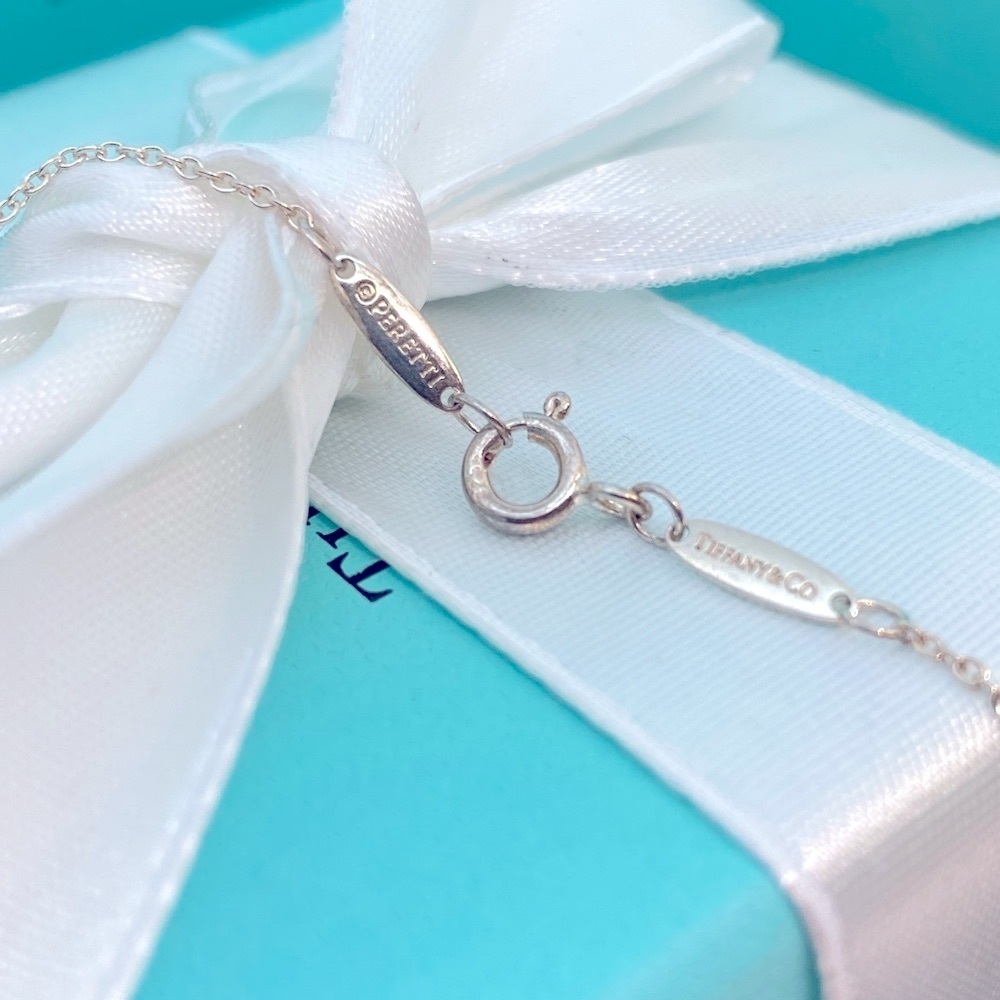 Tiffany & Co pink sapphire open heart necklace 925 Elsa Peretti  MSRP $850 - Picture 4 of 7